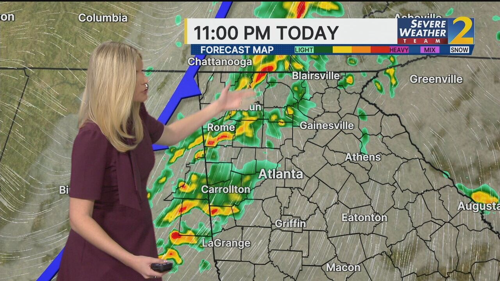 Metro Atlanta area heading into wet afternoon, evening